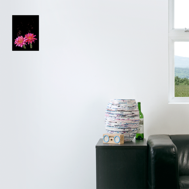 Colorful Cactus Flowers with Bubbles by H. R. Sinclair